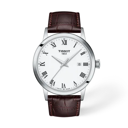 Reloj Tissot Classic Dream T129.410.16.013.00 Esfera Blanco Correa de Cuero 42 mm