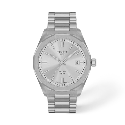 Reloj Tissot PRC 100 Solar T151.422.11.031.00 Esfera Plata 39 mm