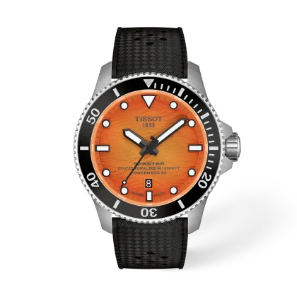 Reloj Tissot Seastar 2000 Professional T120.907.17.281.00 Esfera Naranja Correa de Caucho 44 mm