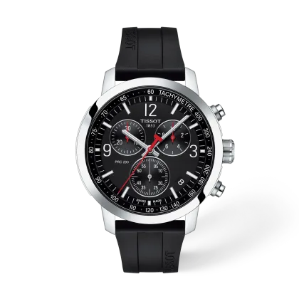 Reloj Tissot PRC 200 T114.417.17.057.00 Esfera Negro Correa de Caucho 43 mm