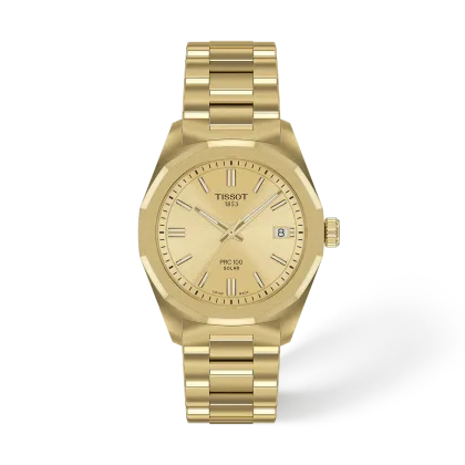 Reloj Tissot PRC 100 Solar T151.822.33.021.00 Esfera Champán 34 mm