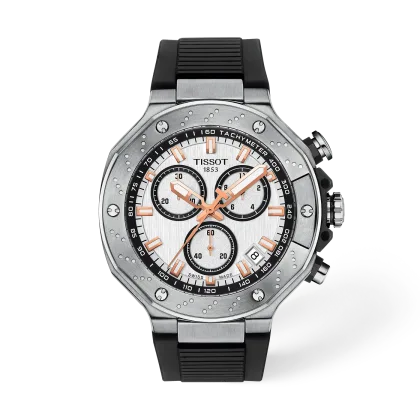 Reloj Tissot T-Race T141.417.17.011.00 Esfera Blanco Correa de Silicona 45 mm