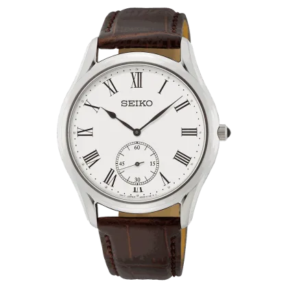 Reloj Seiko SRK049P1 Esfera Blanca Correa de Cuero 39 mm