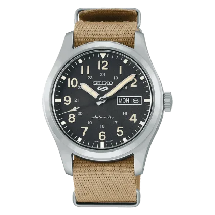 Reloj Seiko 5 Sports SRPG35K1 Esfera Negra Correa de Nylon 39,4 mm