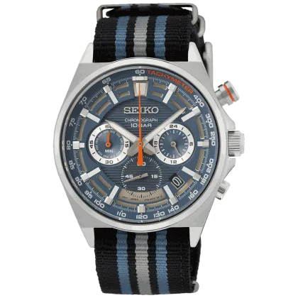 Reloj Seiko Cronógrafo SSB409P1 Esfera Azul Correa de Nylon 41 mm