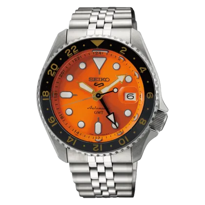 Reloj Seiko 5 Sports GMT SSK005K1 Esfera Naranja 42,5 mm