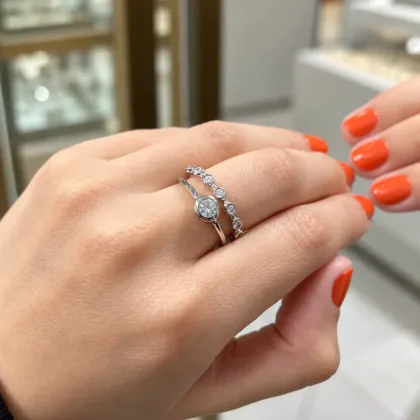 Anillo Solitario Bisel Plata 925