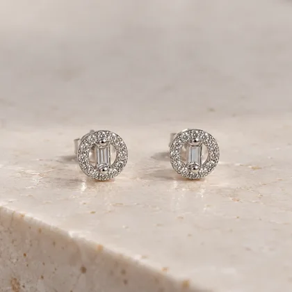 Aros Punto de Luz Baguette Plata 925