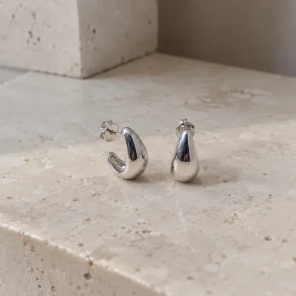 Aros Semi Argolla Gota Chunky Plata 925