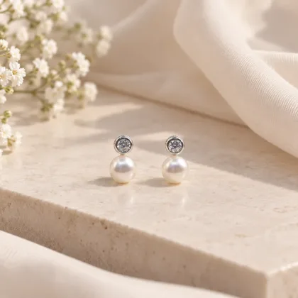 Aros Perla de Río 7 mm con Circón Plata 925