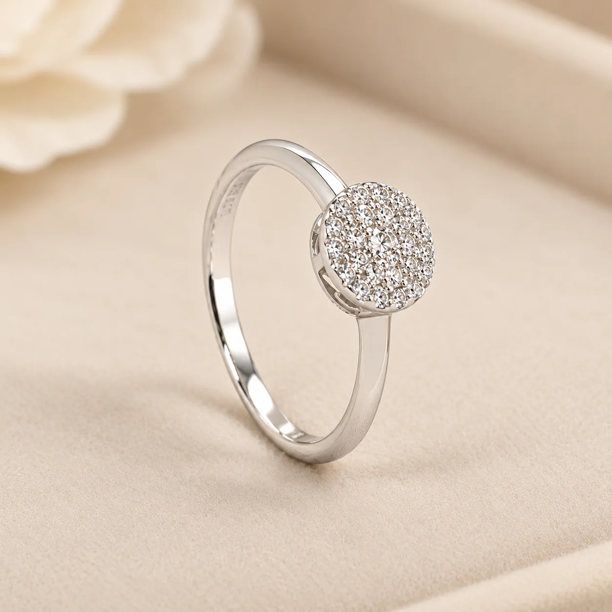 Anillo Solitario Pavé Redondo Plata 925